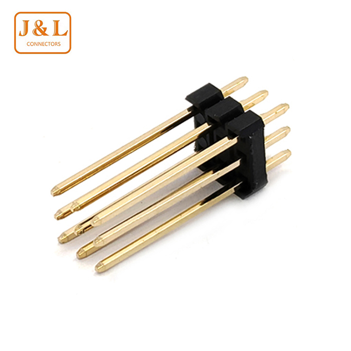 2.0mm Pitch 3*3P Triple Row Long Pin DIP 180° Gold-Plated Pin Header