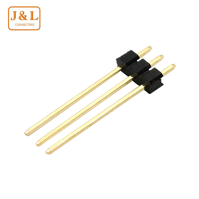 2.54mm Pitch 1*3P Single Dual Row DIP 180° Long Pin Gold-Plated Pin Header