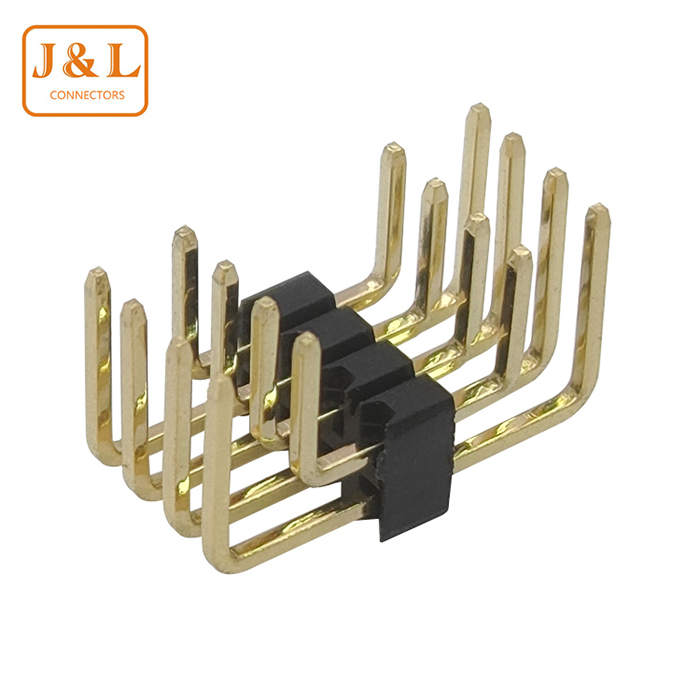 2.0mm Pitch 2*4P Dual Row both Side 90° Gold-Plated Pin Header