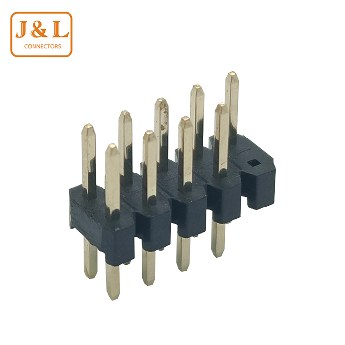 2.0mm Pitch 2*5P Empty 9P Dual Row DIP 180° Gold-Plated Pin Header