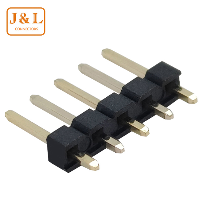 2.54mm Pitch 1*5P Single DIP 180° Gold-Plated Pin Header