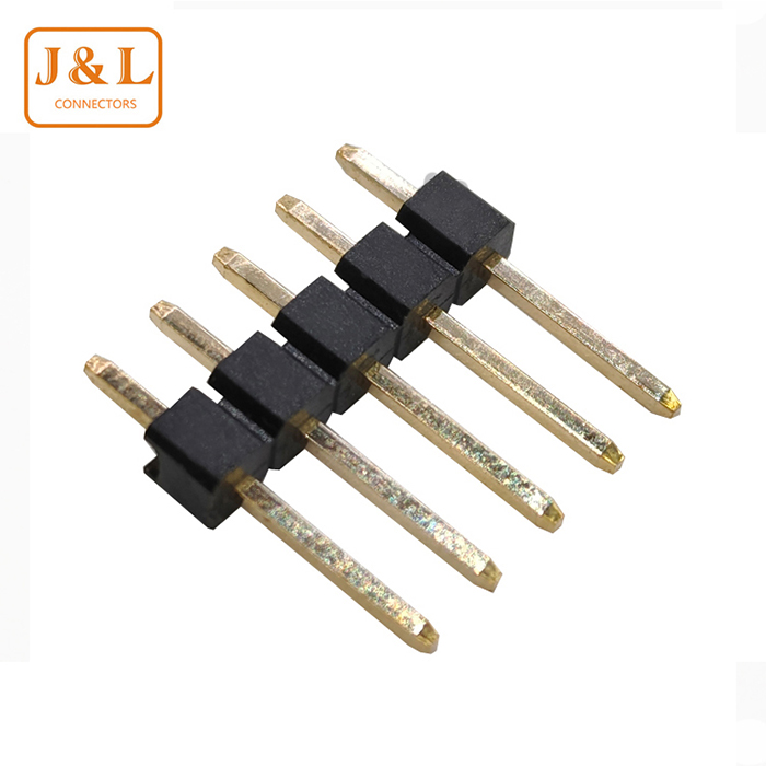 2.0mm Pitch 1*5P Single Row DIP 180° Gold-Plated Pin Header