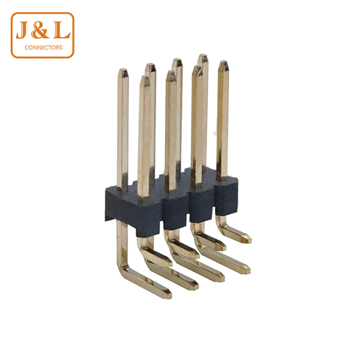 2.54mm Pitch 2*4P Dual Row 90° Right Angle Gold-Plated Pin Header