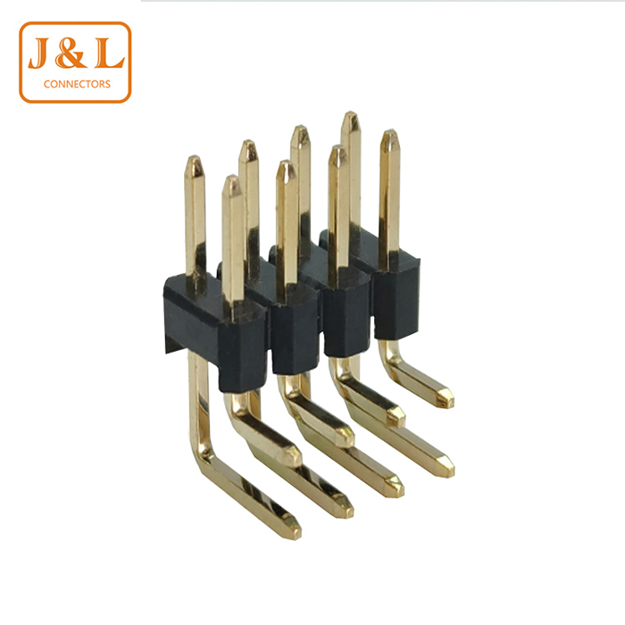 2.54mm Pitch 2*4P Dual Row Right Angle 90° Gold-Plated Pin Header