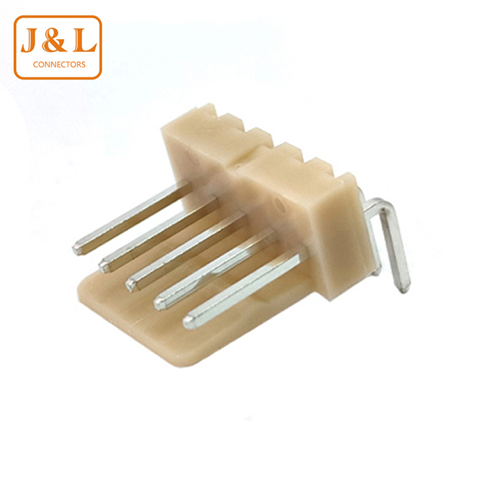 2.54mm Pitch 5P Single Row Right Angle Beige Tin-Plated Wire to Board Wafer Connector